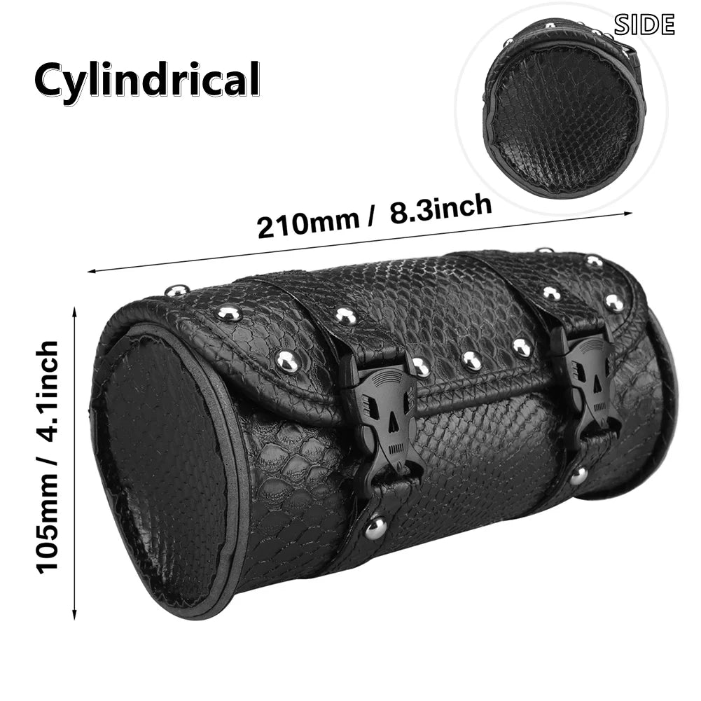 Crocodile Pattern Motorcycle Saddlebag Leather Luggage PU Bags Front Fork Tool Bag For Harley Sportster Chopper Bobber Cruiser Peaceful Pleasures Health and Wellness Cylindrical