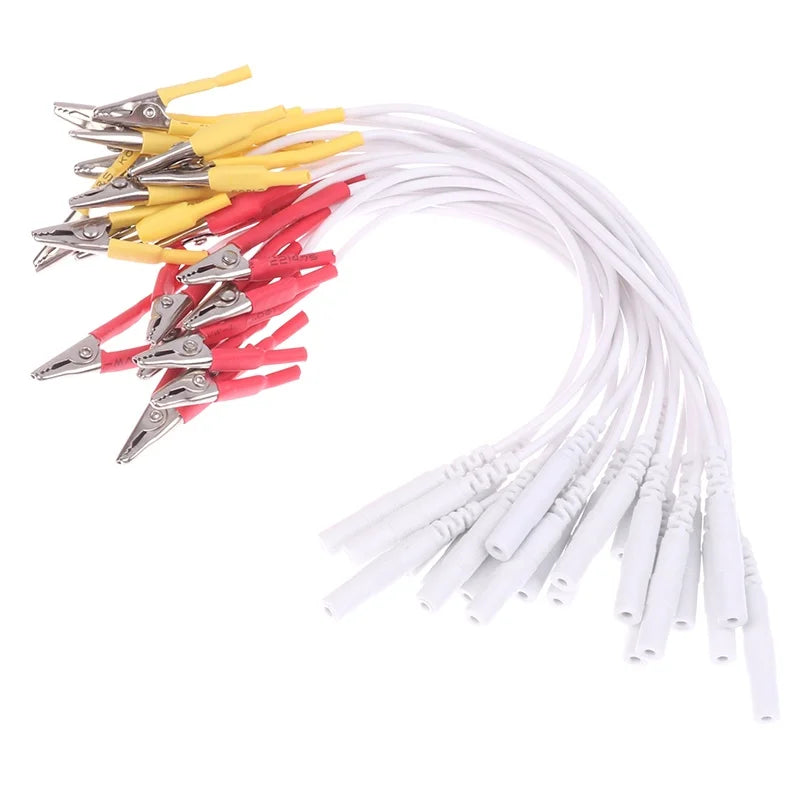 10-Pack Alligator Clip Cables for TENS EMS Acupuncture – 2mm Pin Electrode Clip Cables Peaceful Pleasures Health and Wellness