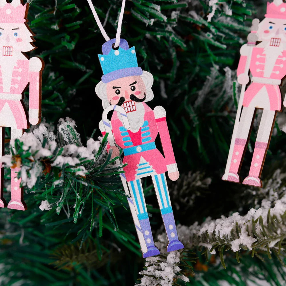Wooden Nutcracker Christmas Ornaments | 8-Pack DIY Pendants