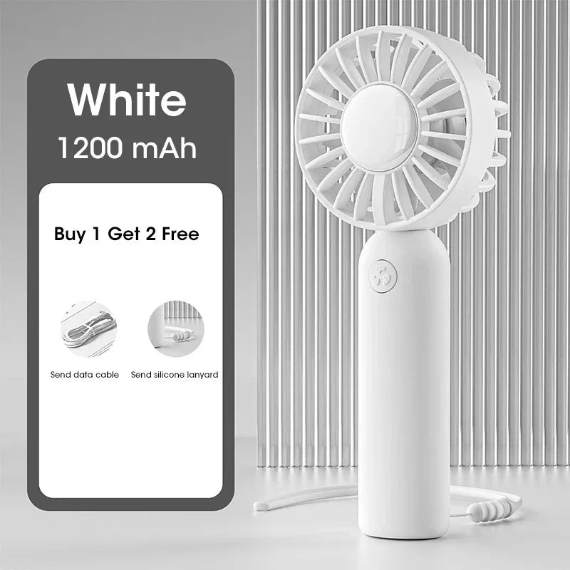 Portable Mini Handheld Fan USB Rechargeable 3 Speed Adjustable for Outdoor Camping Beach Office Summer Use Peaceful Pleasures Health and Wellness White