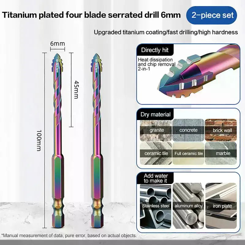 6–12mm Serrated Drill Bit Set – Glass, Tile, Concrete & Metal