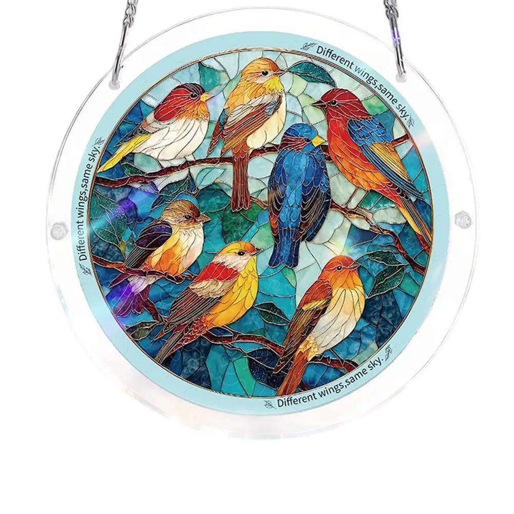 Stained Glass Acrylic Hummingbird Suncatcher Window Hanging