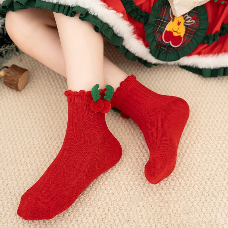 Kids Cotton Christmas Socks 5 Pairs | Cartoon Warm Socks
