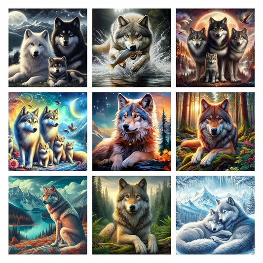 5D DIY Wolf Diamond Painting Kit – Full Round Rhinestone Mosaic Diamond Painting Kit Peaceful Pleasures Health and Wellness