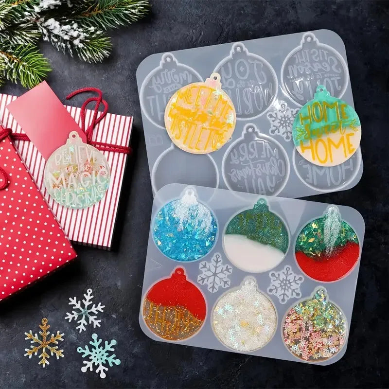 Christmas Round Ornament Silicone Mold | Epoxy Resin DIY Craft