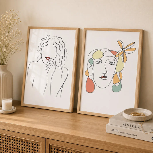 Nordic Minimalist Line Art Female Portrait Canvas Print Canvas Wall Art Peaceful Pleasures Health and Wellness