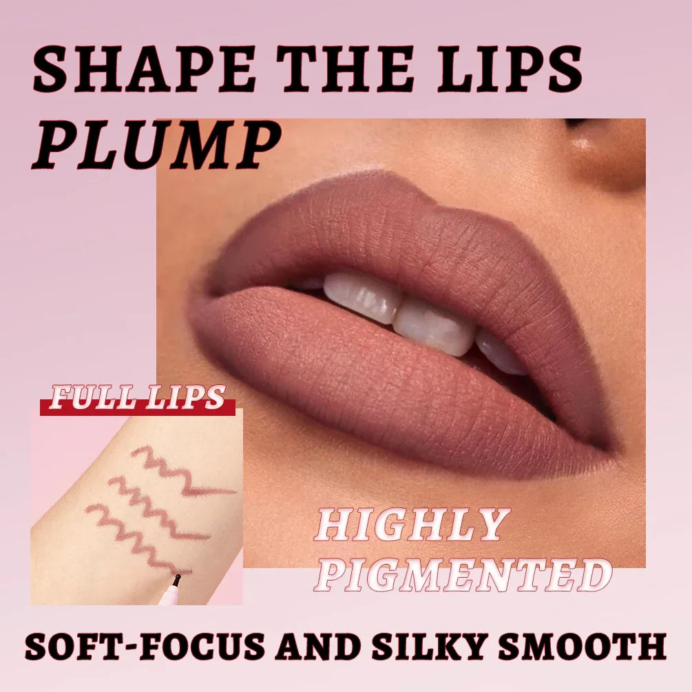 QIBEST Matte Lip Liner Waterproof Sweatproof Multi-color Correcting Liquid Lipstick Pen Brown Lipliner Cosmetics For Women Peaceful Pleasures Health and Wellness