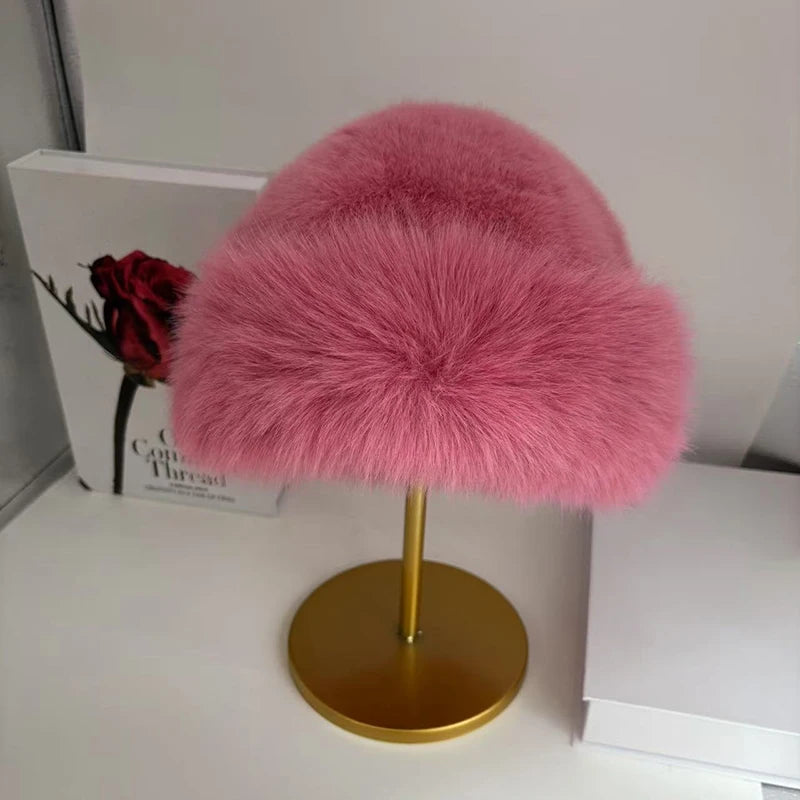 Women's Faux Fox Fur Winter Hat | Warm Windproof Russian Cap