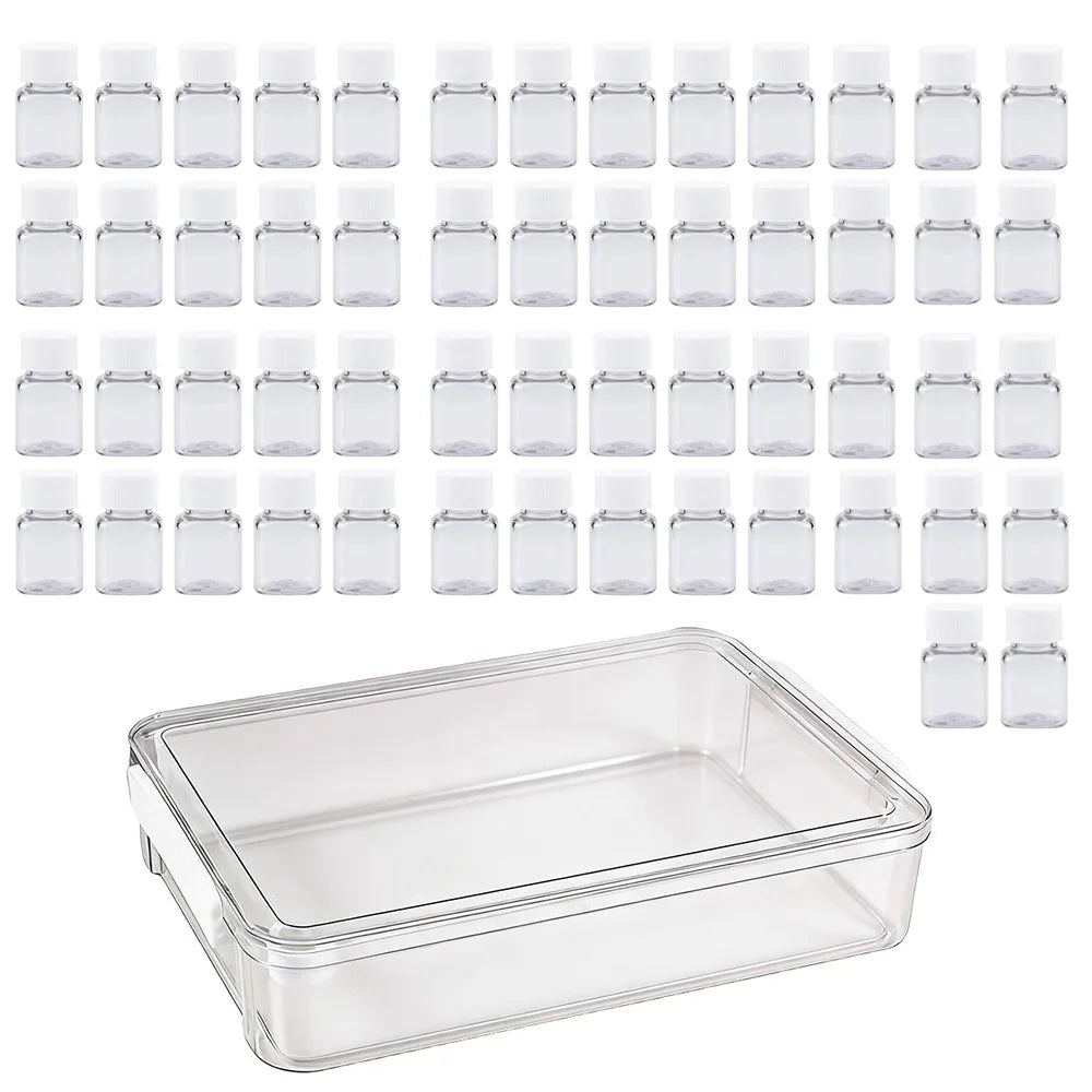 Transparent Perler Bead Storage Box Large Capacity with Cover Perler Bead Packaging Box Dustproof Bead Storage Bottle Peaceful Pleasures Health and Wellness 1 box-54 bottles