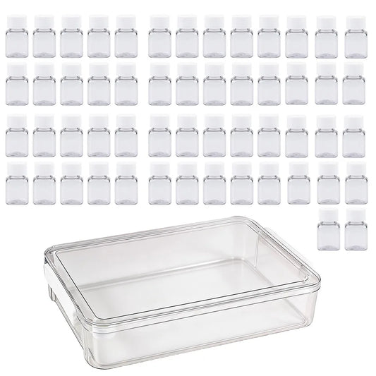 Transparent Perler Bead Storage Box Large Capacity with Cover Perler Bead Packaging Box Dustproof Bead Storage Bottle Peaceful Pleasures Health and Wellness 1 box-54 bottles