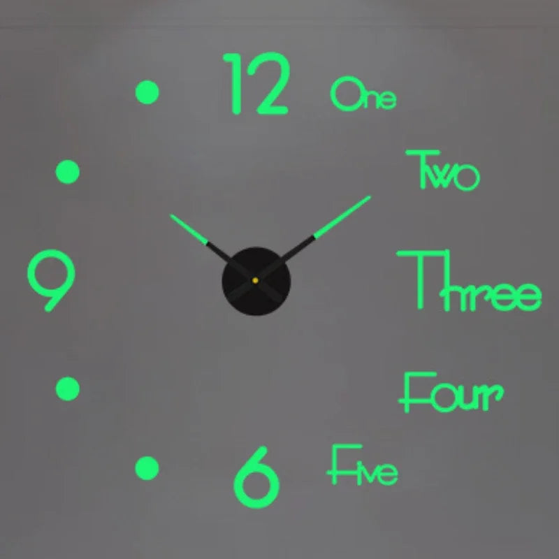 Modern 3D DIY Large Wall Clock – Acrylic Mirror Sticker Quartz Clock for Living Room Home Decor