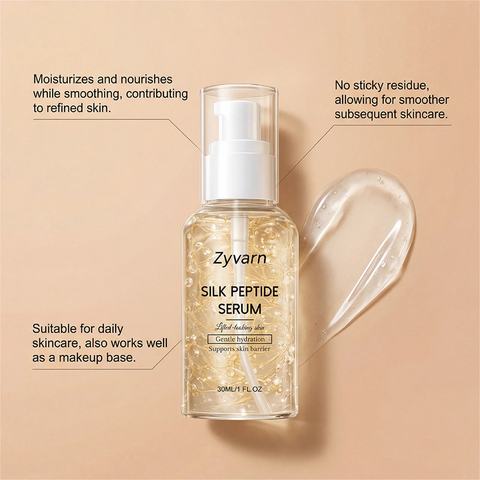 Hydrating Face Serum Lightweight Moisturizing With Arginine Silk Protein For Firming Radiant Skin Fast Absorbing Formula Peaceful Pleasures Health and Wellness