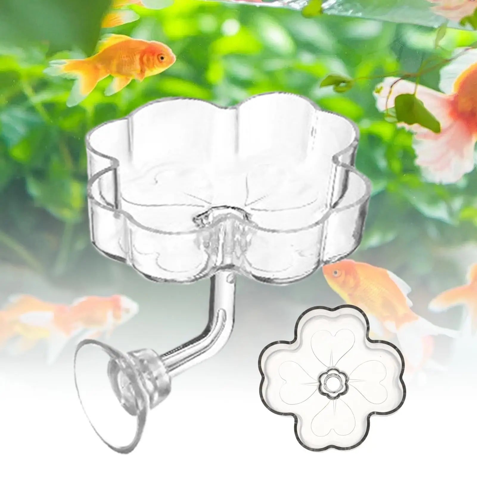 Aquarium Feeder Tray Suction Cup Flower Shaped Fish Food Dish for Turtle Betta Tetra Shrimp Saltwater Freshwater Tank Peaceful Pleasures Health and Wellness