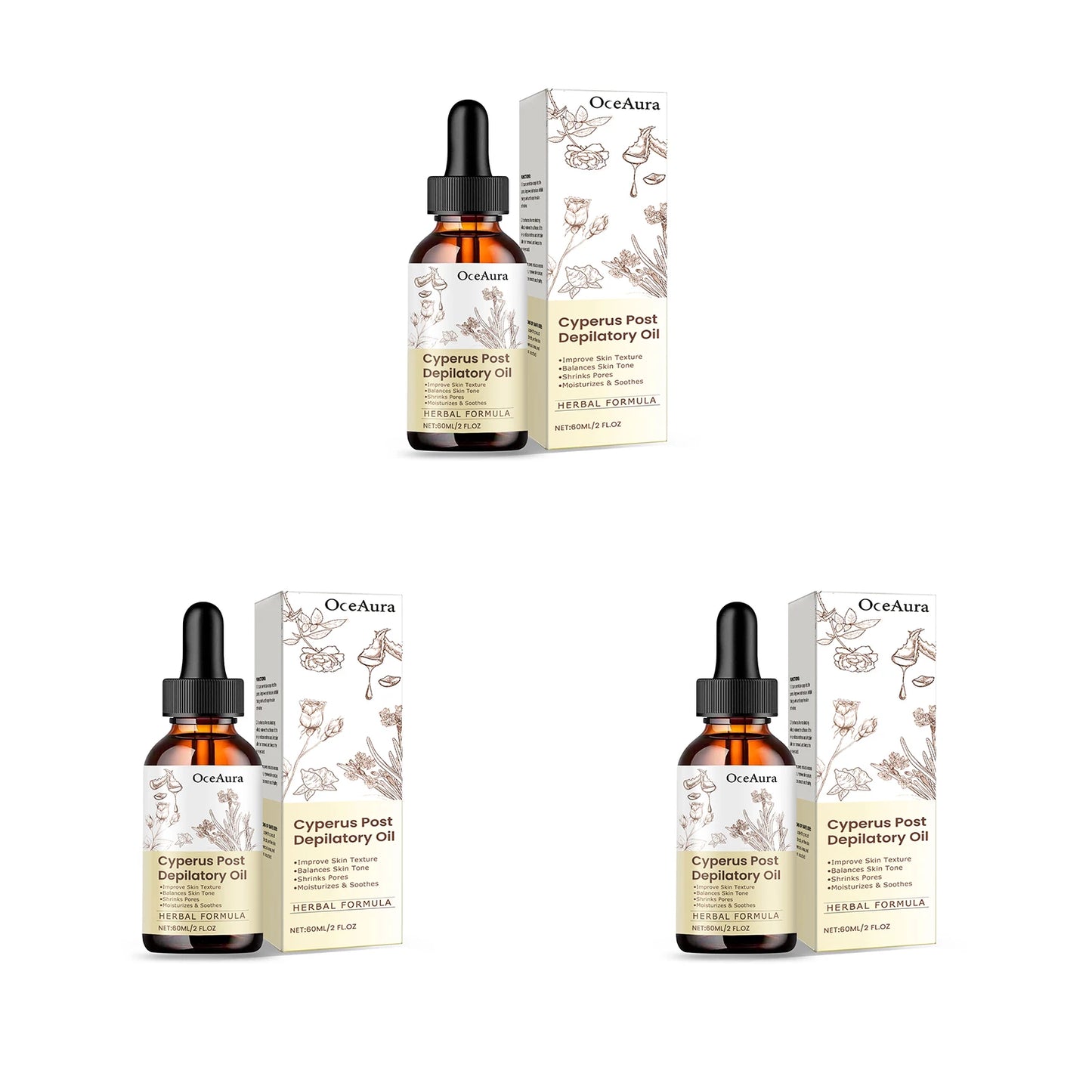 Cyperus Post Depilatory Oil for Hair Removal Hydrating Smoothing Armpit Legs Arms Body Hair Growth Inhibition Soothing Body Oil Peaceful Pleasures Health and Wellness 180ml boxed