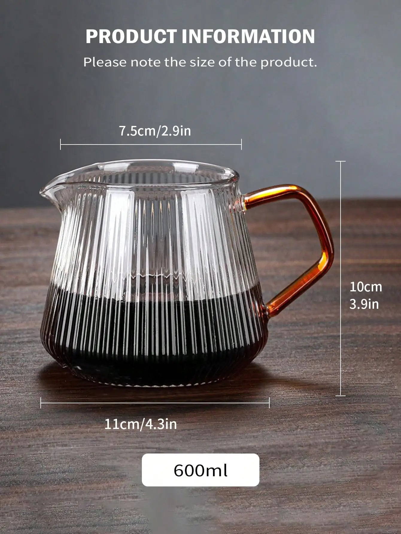 Glass Coffee Mugs, Unique Vertical Stripes Coffee Cup, Clear Large Tea Glasses with Handle, Vintage Transparent Glassware Peaceful Pleasures Health and Wellness 600ml