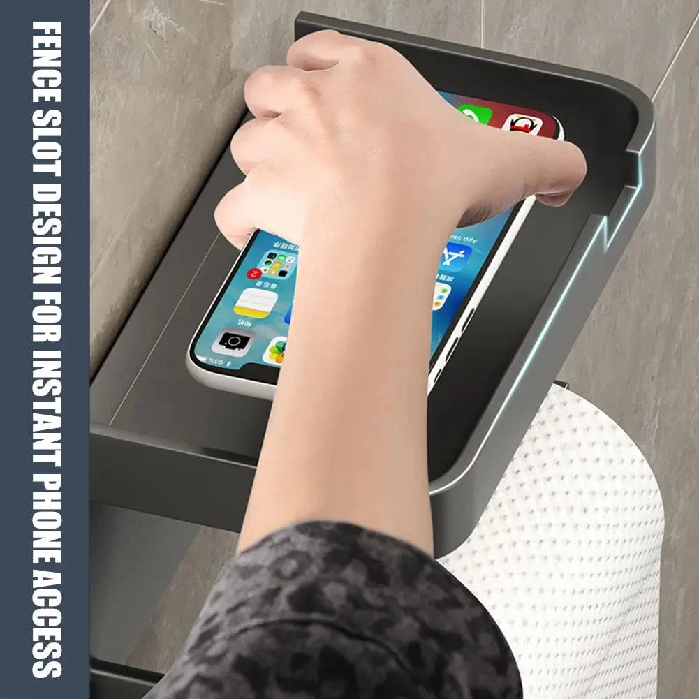 Wall Mounted Toilet Paper Holder with Storage Rack – Rustproof