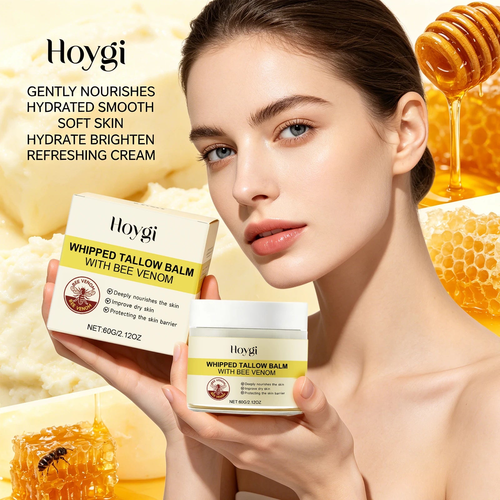 Whipped Tallow Balm for Dry Skin Repair Barrier Firming Lifting Reduces Fine Lines Boosts Elasticity Bee Venom Face & Body Crea Peaceful Pleasures Health and Wellness