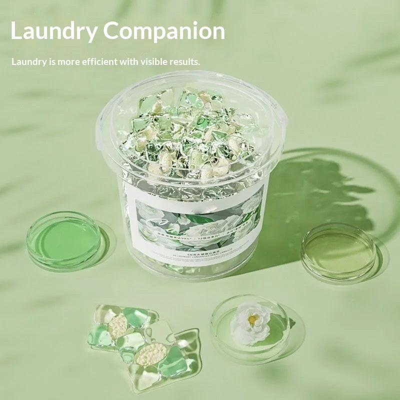 Camellia 5 in 1 Laundry Gel Bead Fragrance Bead Household Large Barrel 50 Piece Laundry Bead Instant Underwear Laundry Liquid Peaceful Pleasures Health and Wellness