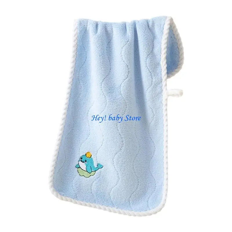Kids Coral Fleece Hand Towel – Soft Animal Print for Toddlers