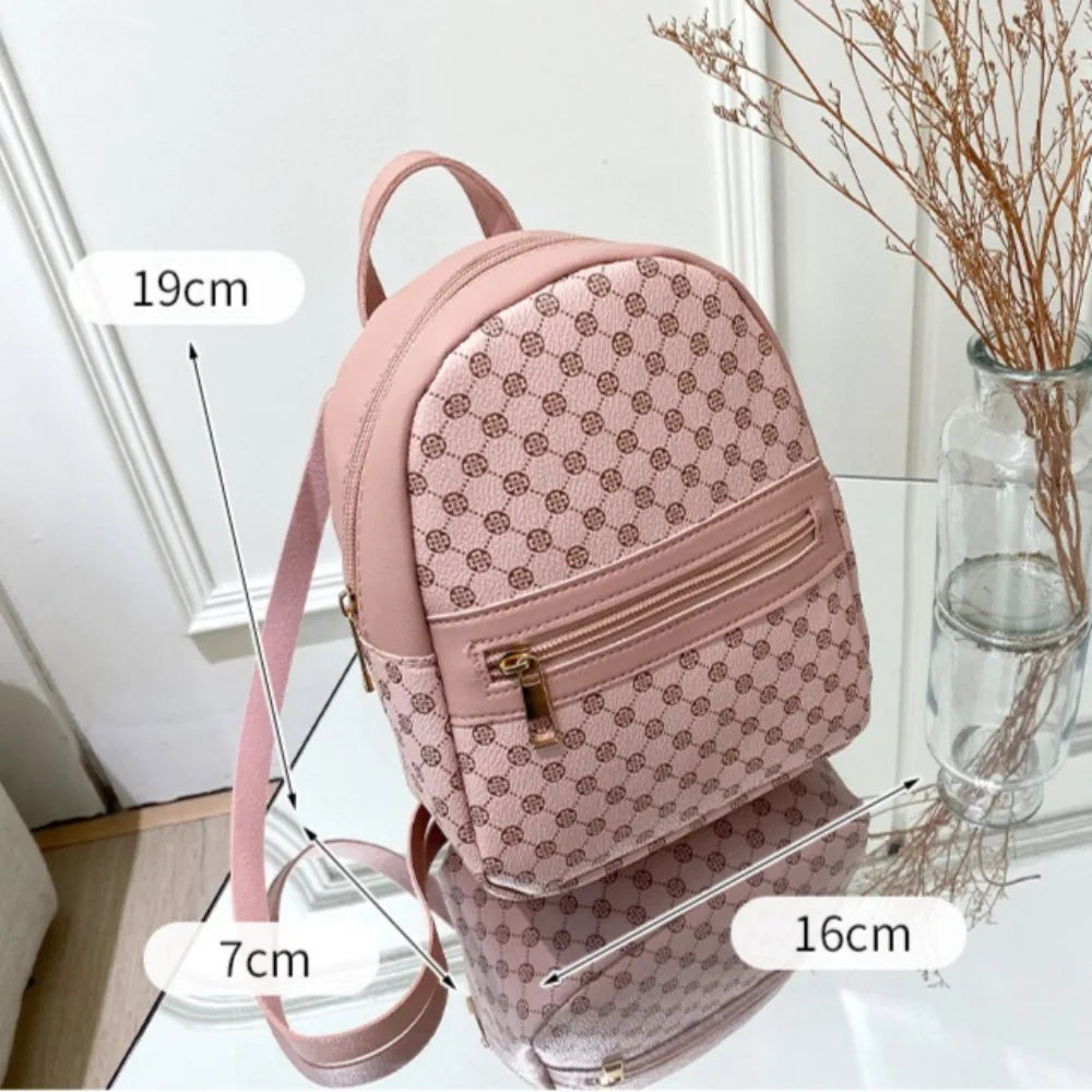 Solid Color Single Shoulder New Trendy Brand PU Women's Handbag Cute Crossbody and Backpack Casual Bag Fresh and Sweet Style Peaceful Pleasures Health and Wellness