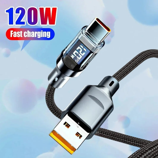 120W USB-C to USB-C Fast Charging Cable with LED Display USB-C Charging Cable Peaceful Pleasures Health and Wellness