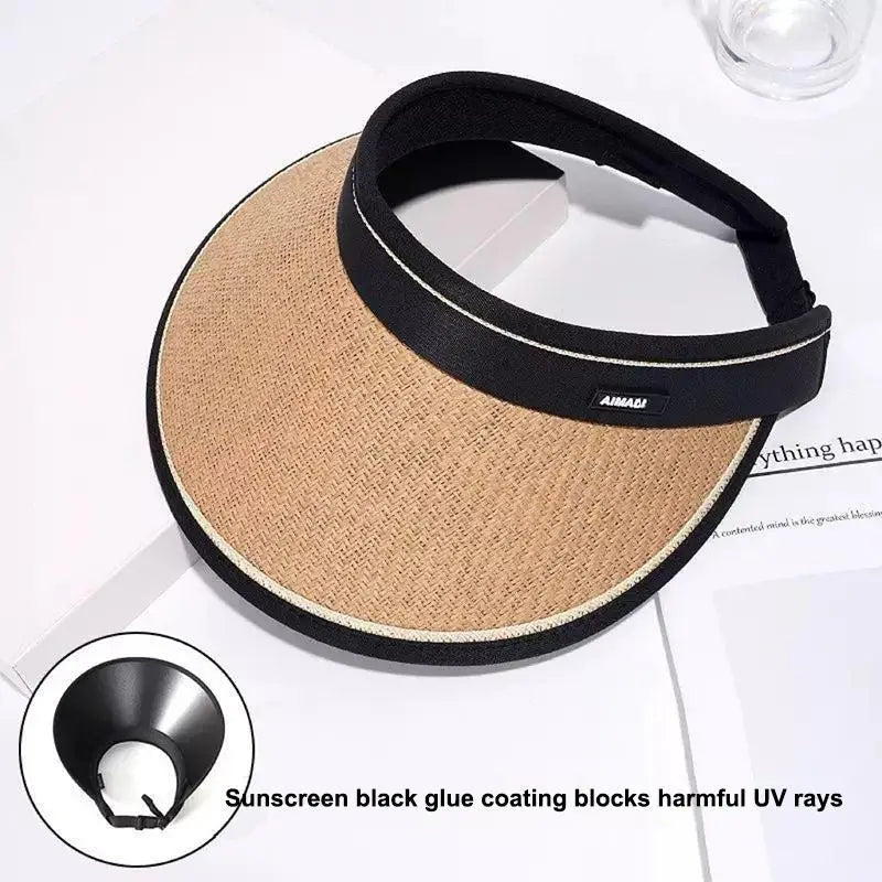 Foldable Straw Sun Visor Hat – UV Protection Beach Cap