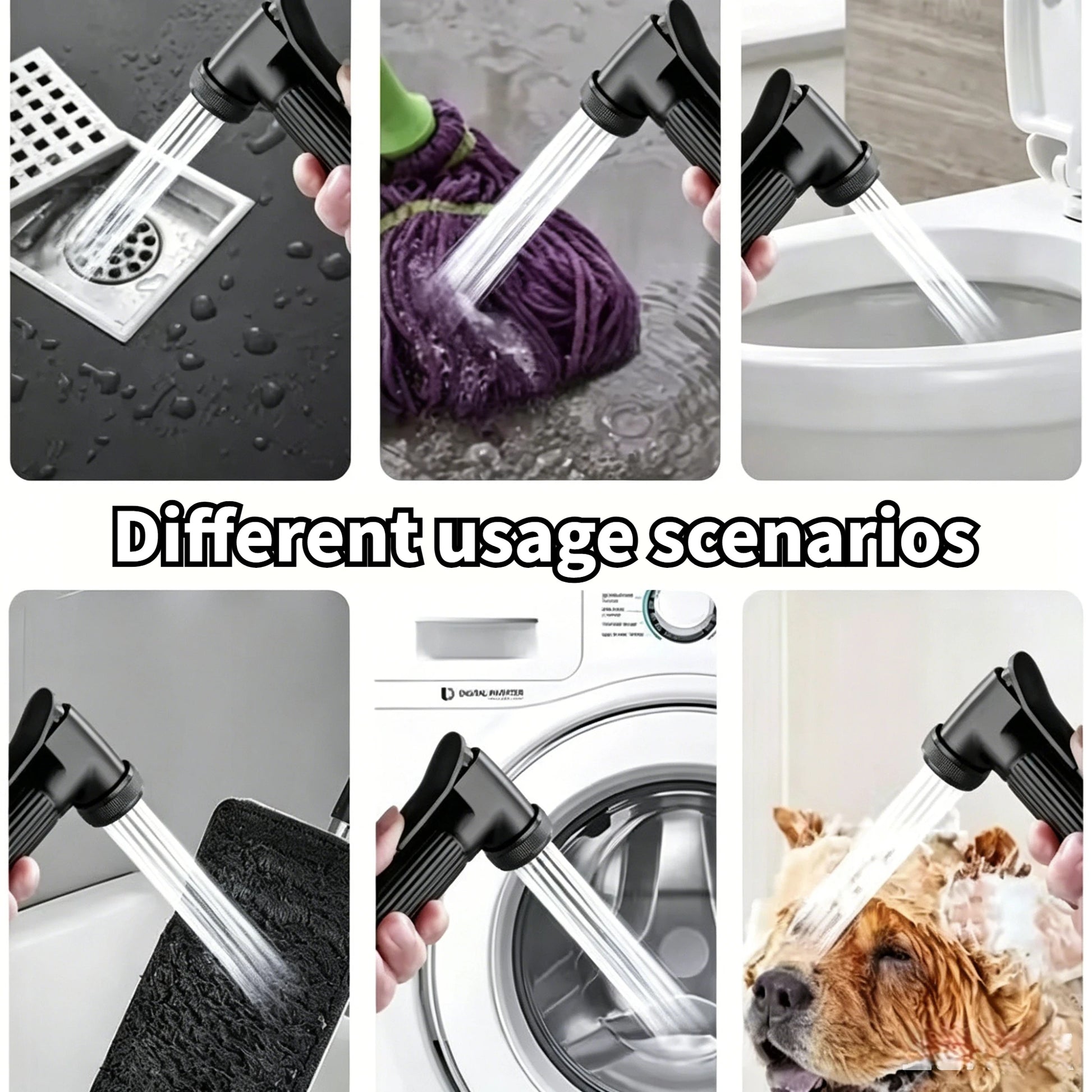 Toilet Cleaning Bidet Toilet Sprayer Set Water Portable Handheld Bidet Sprayer Shower Double Outlet Angle Valve Accessories Peaceful Pleasures Health and Wellness