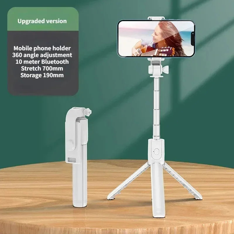 Selfie Stick Wireless Tripod Stand with Light Bluetooth Remote Extendable Tripod for iPhone Mobile Phone Live Streaming Peaceful Pleasures Health and Wellness White