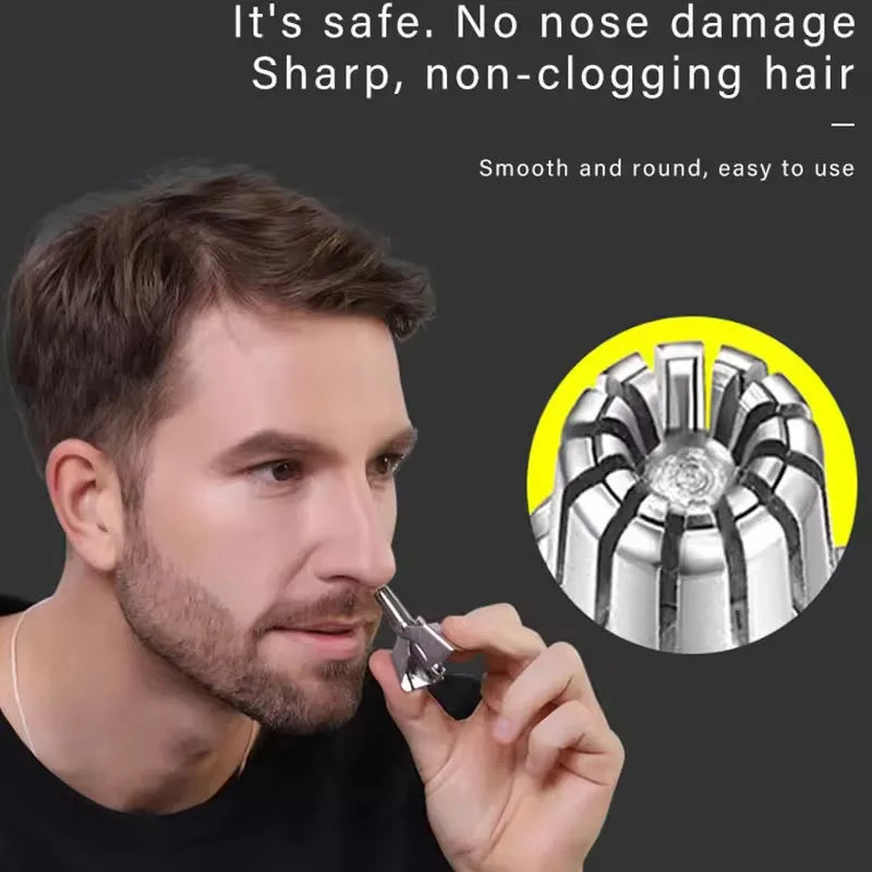 Nose Hair Trimmer Cleaner For Men Women Stainless Steel Manual Mechanical Shaving Razor Washable Hair Removal Tools With Brush Peaceful Pleasures Health and Wellness