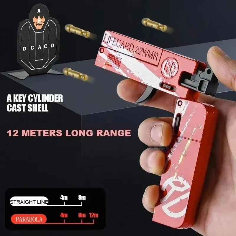 2026 New Upgraded Metal Folding Toy Gun with Soft Bullets Alloy Lifecard Pistol Model for Adults Kids Peaceful Pleasures Health and Wellness
