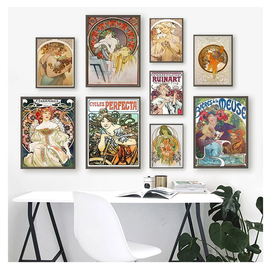 Alphonse Mucha Art Nouveau Vintage Canvas Wall Art Print Canvas Wall Art Print Peaceful Pleasures Health and Wellness