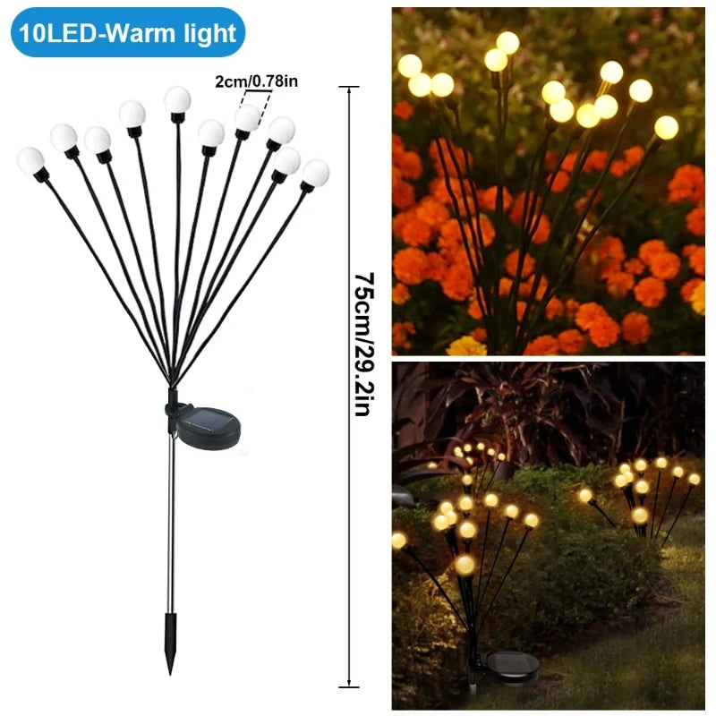 Solar Firefly Garden Lights – Waterproof 6/8/10 LED Swaying Heads