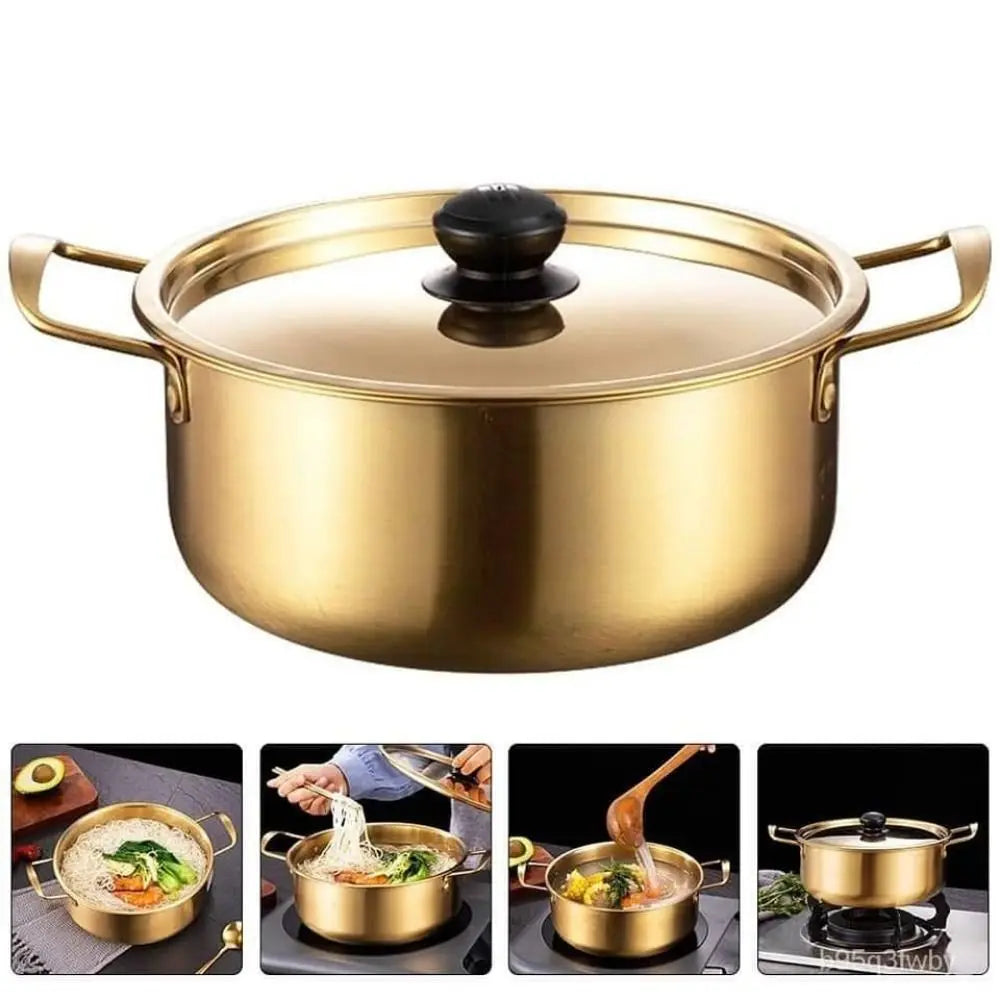 Korean Mini Ramen Pot | Stainless Steel Soup Hot Pot with Lid