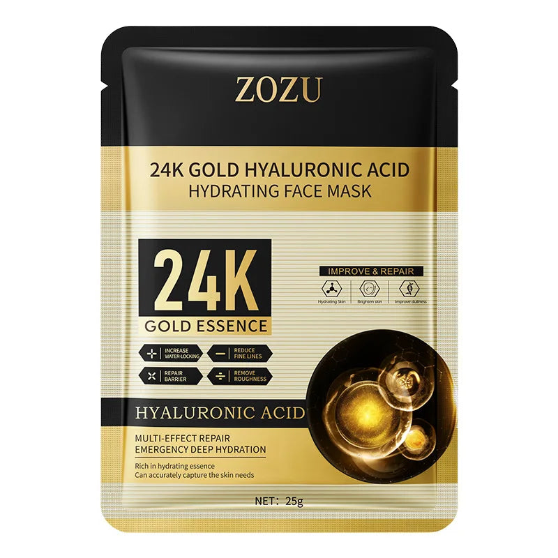 BIOAOUA 24K Gold Hyaluronic Acid Face Mask 10pcs – Firming