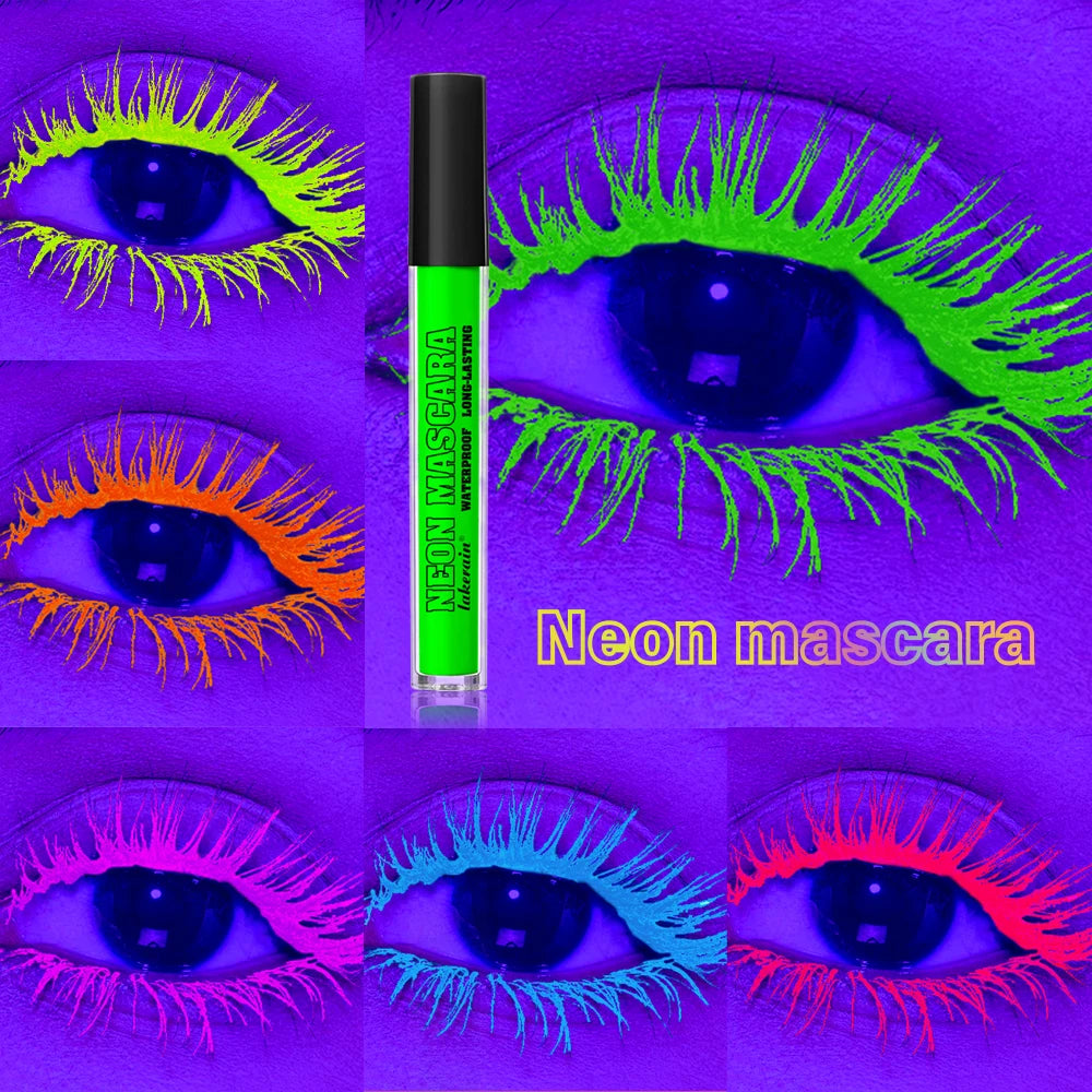 Fluorescence Mascara Waterproof Eyelash Long Lasting Fast Dry Colorful Neon Eyelashes Curling Lengthens Eye Lashes Cosmetics Peaceful Pleasures Health and Wellness