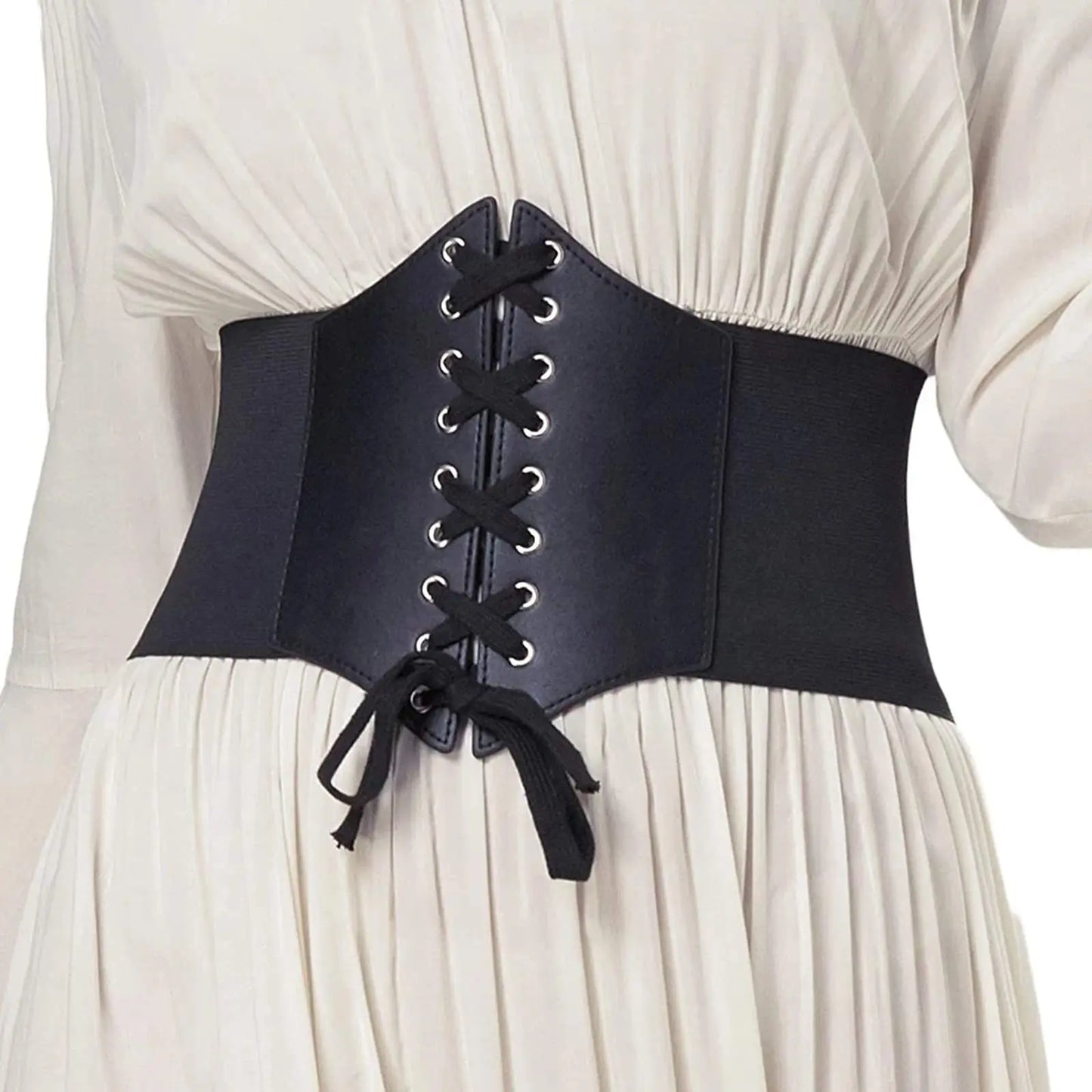 Women's Gothic Corset Belt – PU Lace-Up High Waist Wide Belt