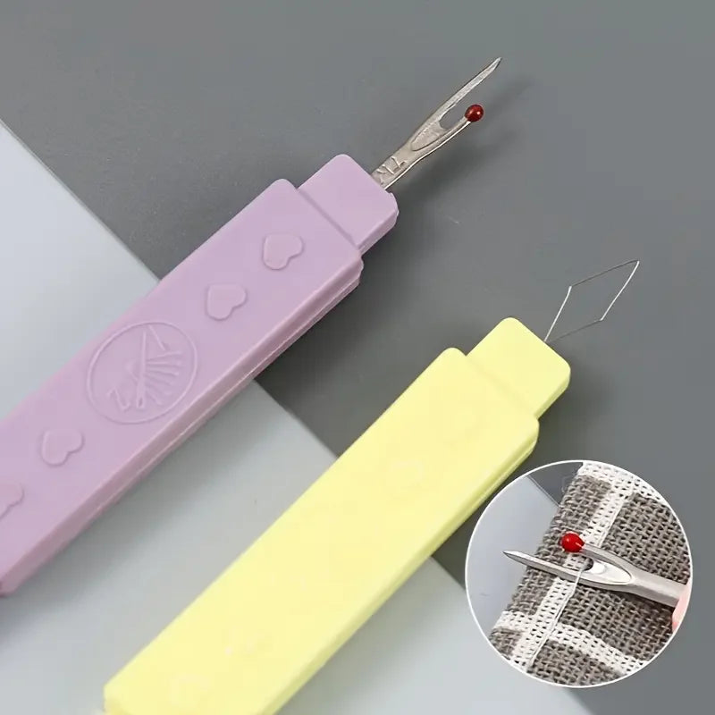 2-in-1 Seam Ripper Threader Portable Sewing Eyelet Cutter Cap Easy