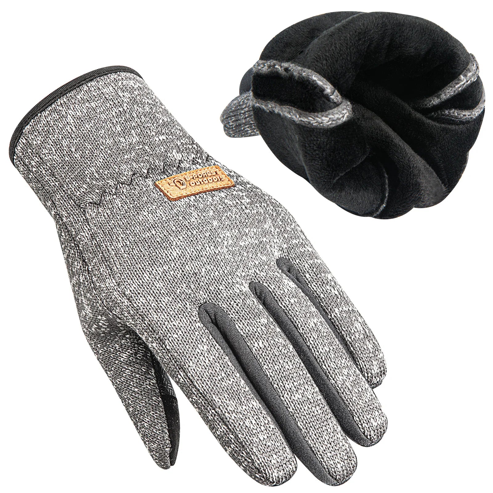 Unisex Winter Fleece-Lined Thermal Gloves with Non-Slip Grip Design Touchscreen Gloves for Cycling, Running, Skiing - Grey/Blue Peaceful Pleasures Health and Wellness