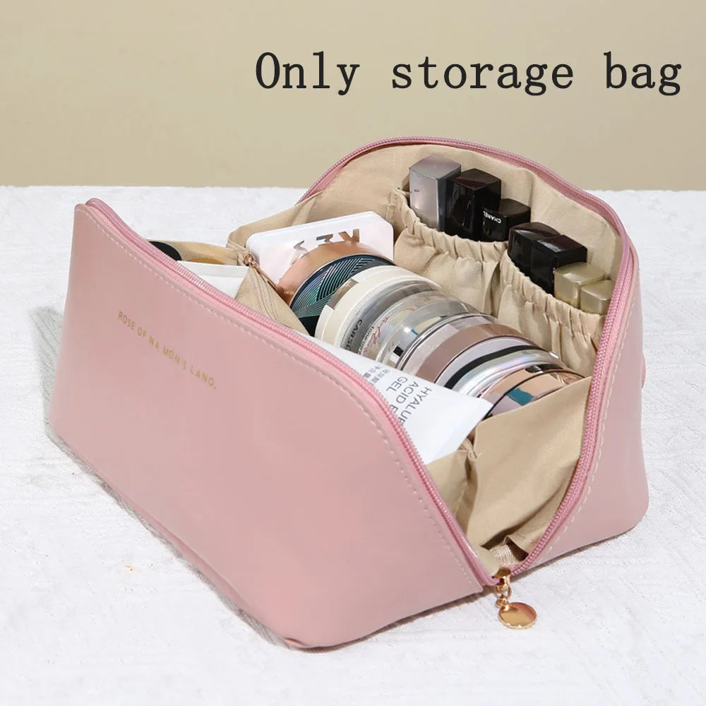 Large Waterproof Travel Cosmetic Bag with Partition & Handle
