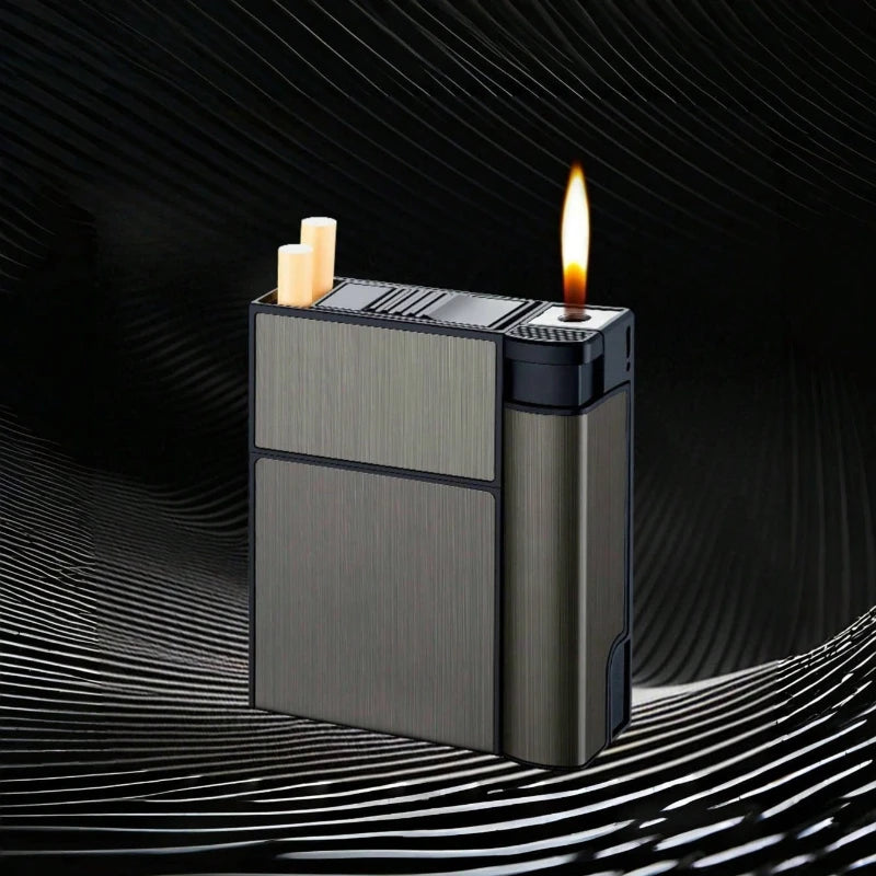 20PCS Capacity Metal Cigarette Case for 84mm Size with Lighter Case, Creative Cigarette Box Case Anti Pressure Moisture-proof Peaceful Pleasures Health and Wellness