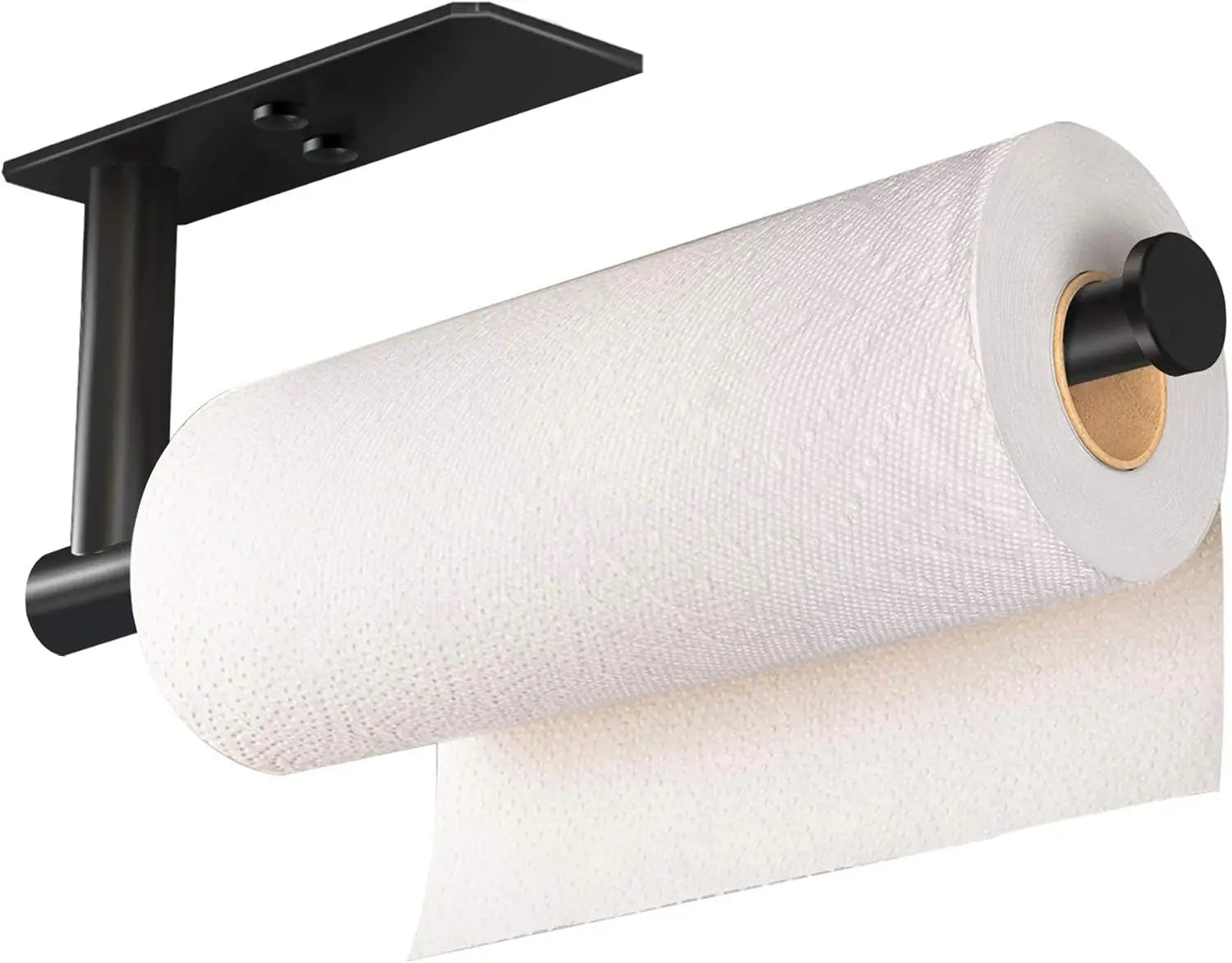 Self Adhesive Paper Towel Holder Under Cabinet Mount Wall Paper Roll Rack Kitchen Cabinet Bathroom SUS304 Stainless Steel Black Peaceful Pleasures Health and Wellness
