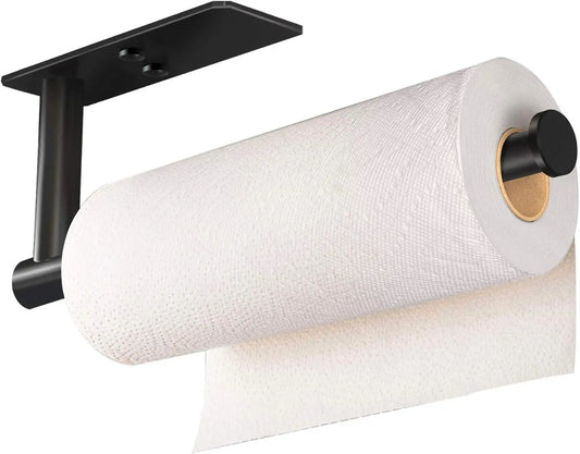 Self Adhesive Paper Towel Holder Under Cabinet Mount Wall Paper Roll Rack Kitchen Cabinet Bathroom SUS304 Stainless Steel Black Peaceful Pleasures Health and Wellness