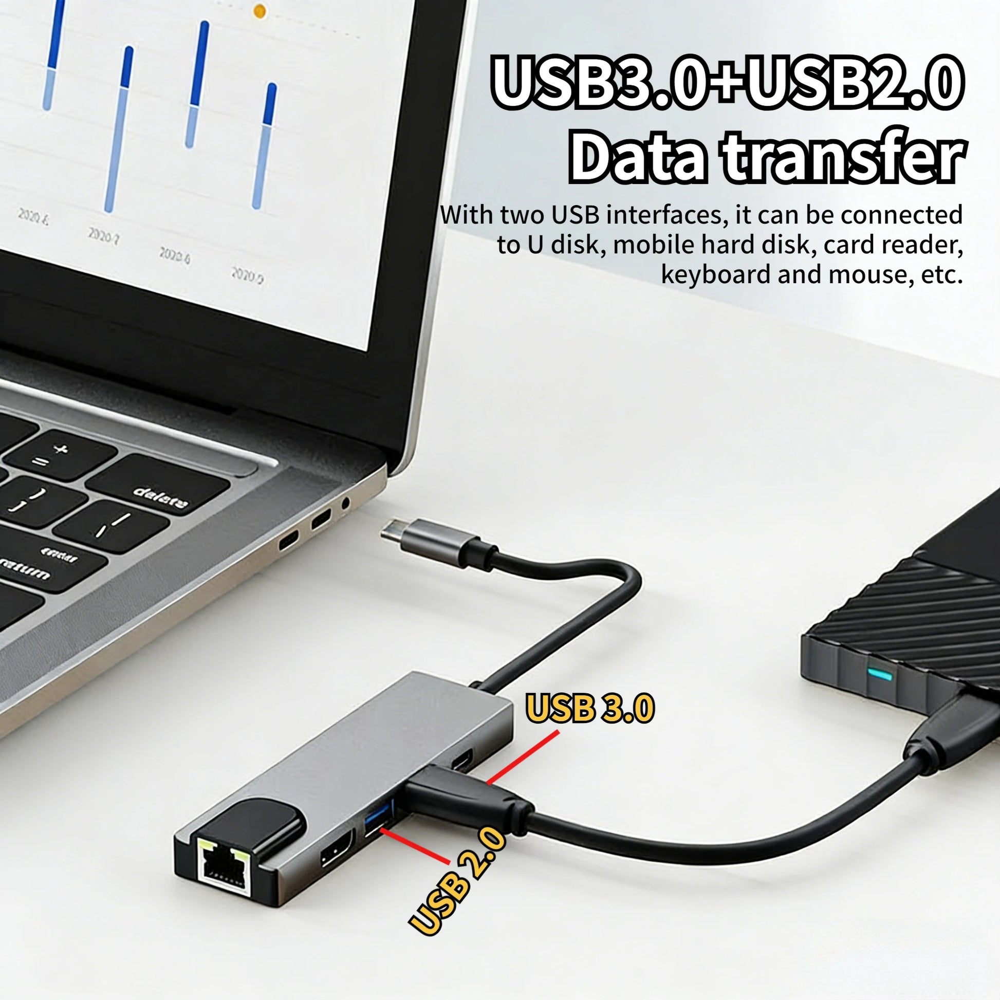 Type-C To 5/8Ports Docking Station HDMI 4K/RJ45 100M PD Splitter USB 3.0 5Gbps High Speed USB C HUB Adapter For Laptop Macbook Peaceful Pleasures Health and Wellness