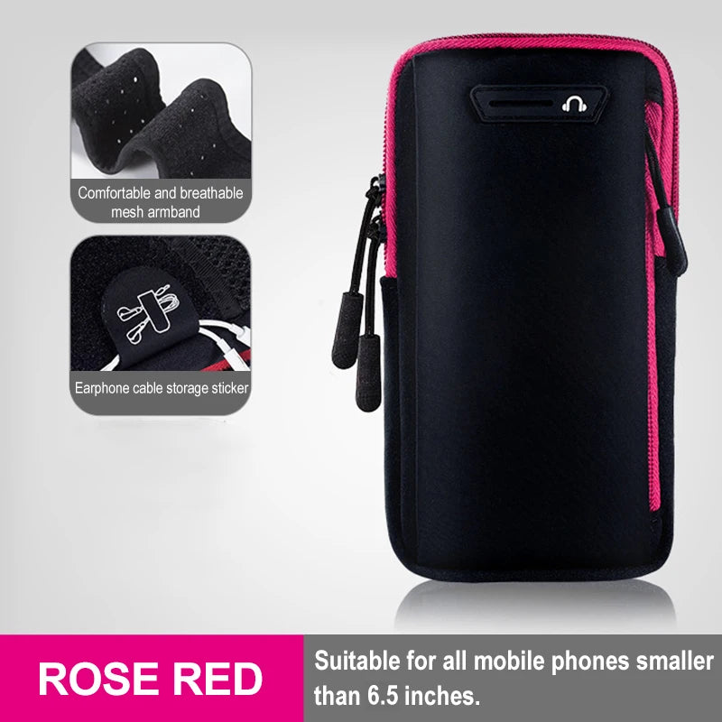 armband for cell phone running arm Cell phone running bag Running racing accessories Sports phone armband Bag for cellphone Peaceful Pleasures Health and Wellness Rose red1 (6.5 inch)