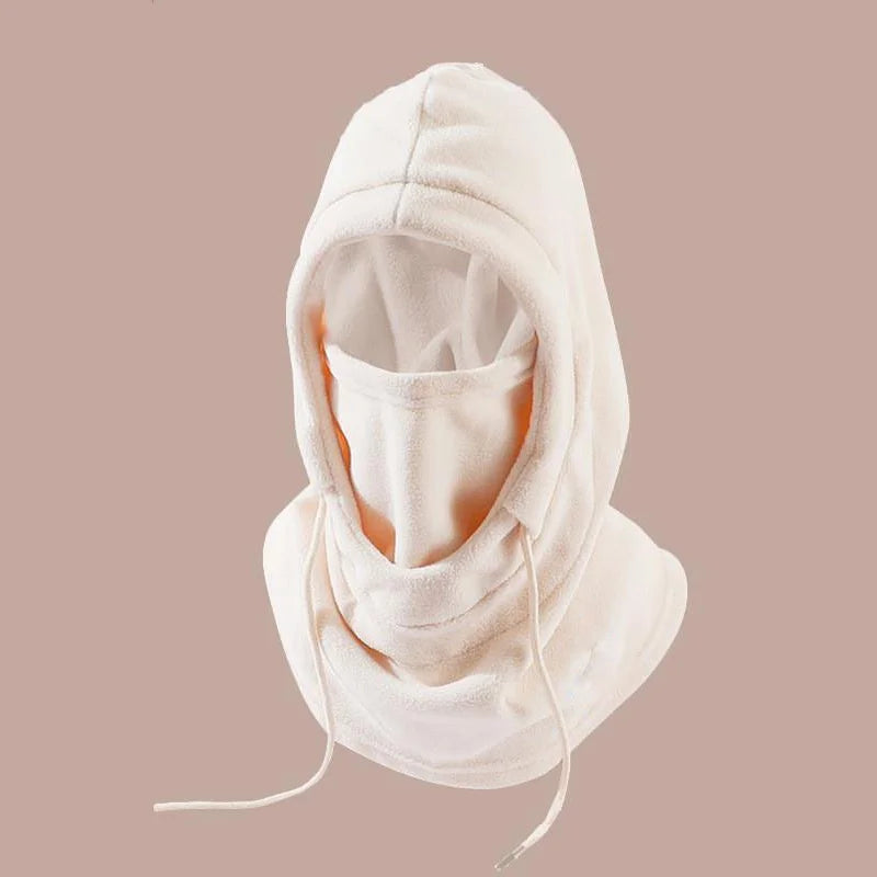 1PC Winter Fleece Neck Warmer Balaclava, Adjustable Drawstring Hood, Lightweight Soft Unisex Ski Mask for Cycling Outdoor Sports Peaceful Pleasures Health and Wellness White