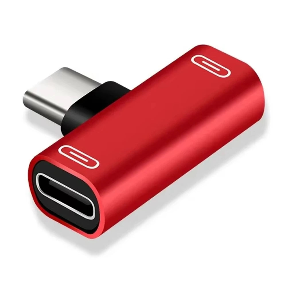 (ABDH) 3 in 1 Double Type-C Adapter Type-C Charge Cable Charger Earphone Converter for Smartphones Headphone Adapter Red Peaceful Pleasures Health and Wellness