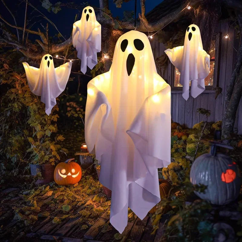 Halloween Decoration LED Hanging Light Emitting White Ghost DIY Styling Light Horror Indoor Party Decoration Atmosphere Light Peaceful Pleasures Health and Wellness