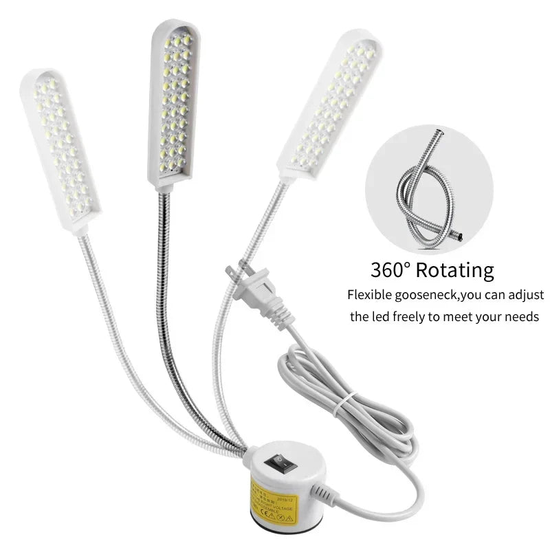 LED Gooseneck Sewing Machine Lamp – Magnetic Base, 10/20/30 LED