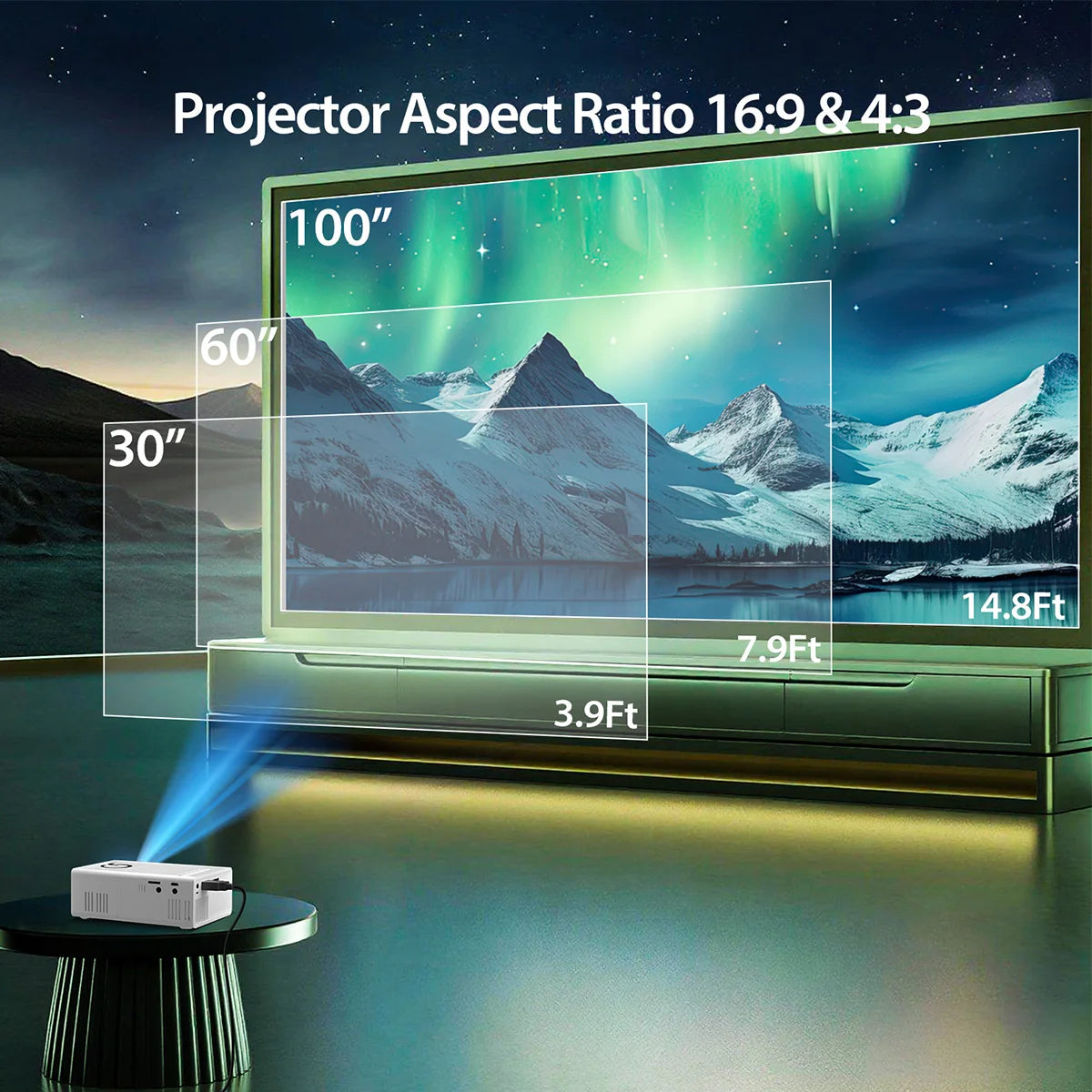 MINI Projector Portable 3D LED Video Projectors Home Cinema Theater Game Laser Beamer Smart TV BOX 1080P Via HD Port Peaceful Pleasures Health and Wellness