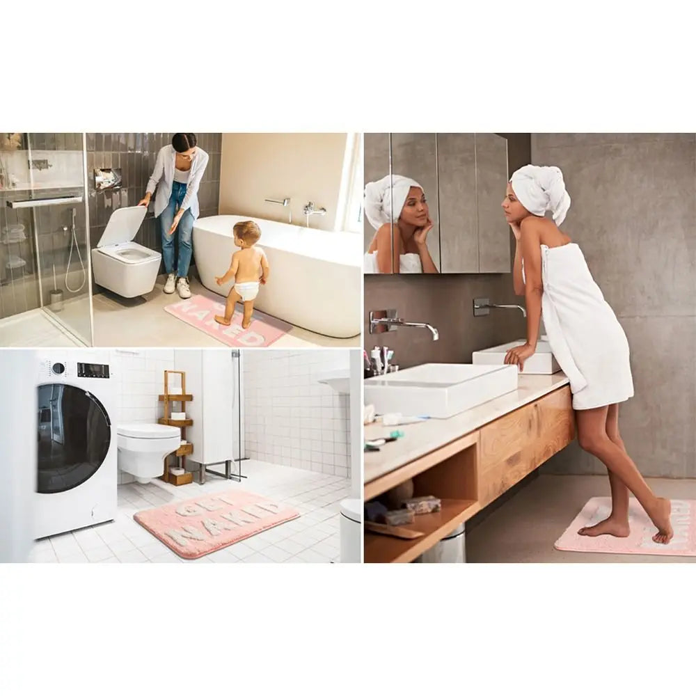 Pink Get Naked Bath Mat | Non-Slip, Soft & Absorbent Rug